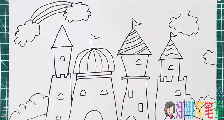漂亮的城堡简笔画画法步骤