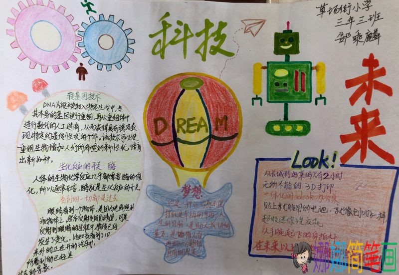 智慧科技成就未来点燃梦想手抄报/儿童简笔画 智慧科技成就未来点燃梦想手抄报