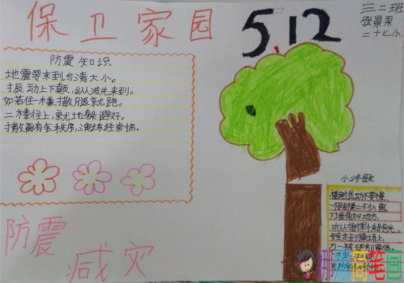 认识地震灾害,防震减灾地震自救手抄报/儿童简笔画 认识地震灾害,防震减灾地震自救手抄报