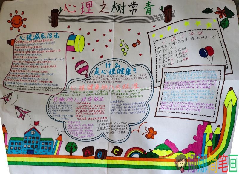 快乐心理之树长青手抄报，心理减压手抄报1