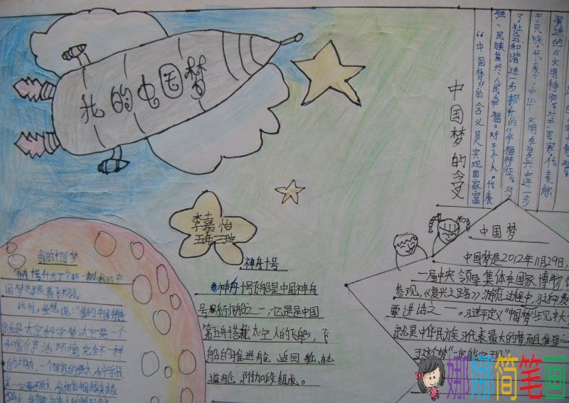 共同实现中华民族伟大复兴梦手抄报图片/儿童简笔画 共同实现中华民族伟大复兴梦手抄报图片