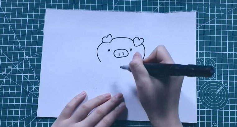 小胖猪的简笔画作画步骤