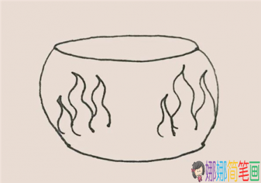 彩色的鱼缸简笔画画法