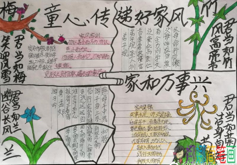 童心传递好家风手抄报作品