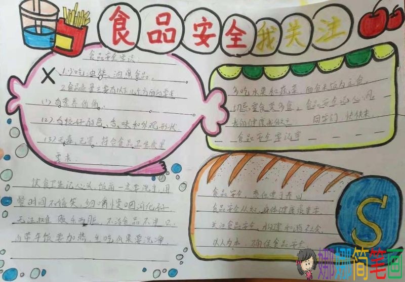为了健康的明天,关注食品安全手抄报/儿童简笔画 为了健康的明天,关注食品安全手抄报