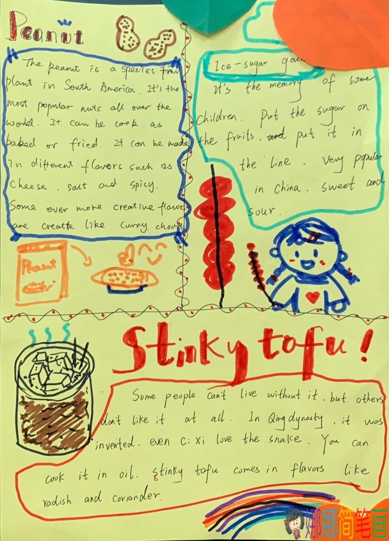 长沙臭豆腐Stinky tofu，英语主题 手抄报