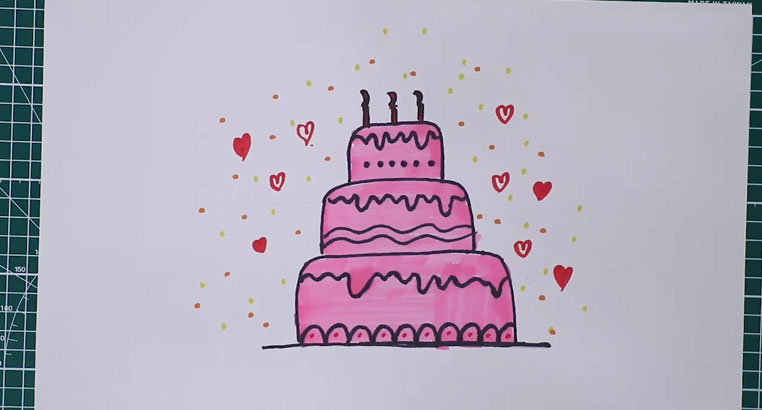 生日蛋糕怎么画，生日蛋糕简笔画绘画步骤