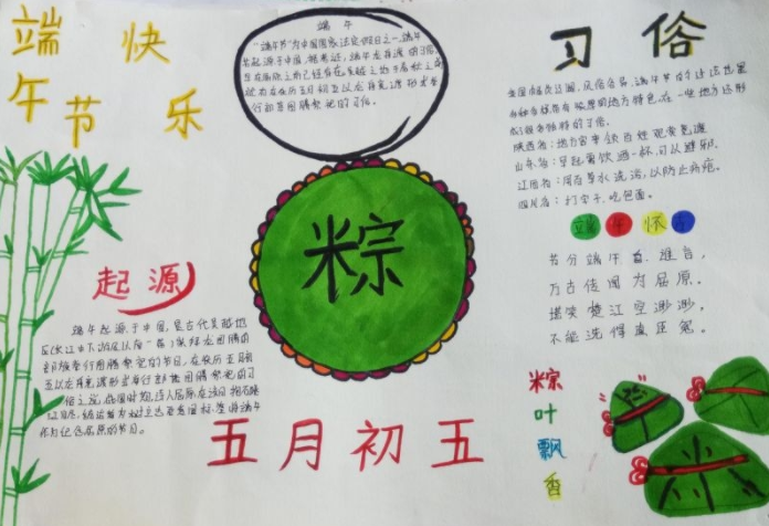 2019端午节简单漂亮手抄报模板
