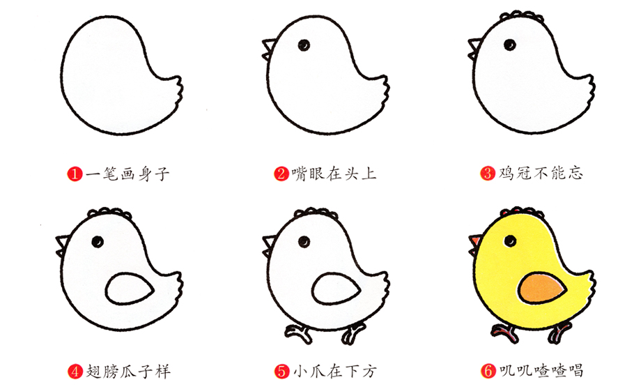 小鸡的简笔画绘画具体步骤