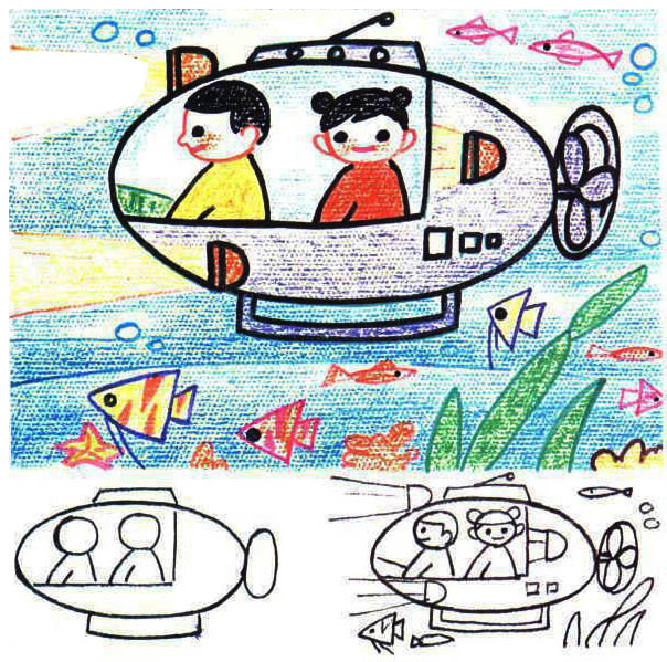 畅游海底世界风景幼儿画画简笔画图片欣赏