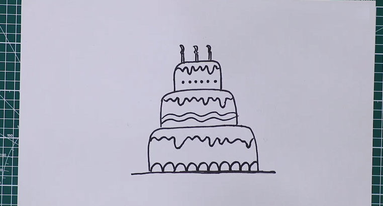 生日蛋糕怎么画，生日蛋糕简笔画绘画步骤