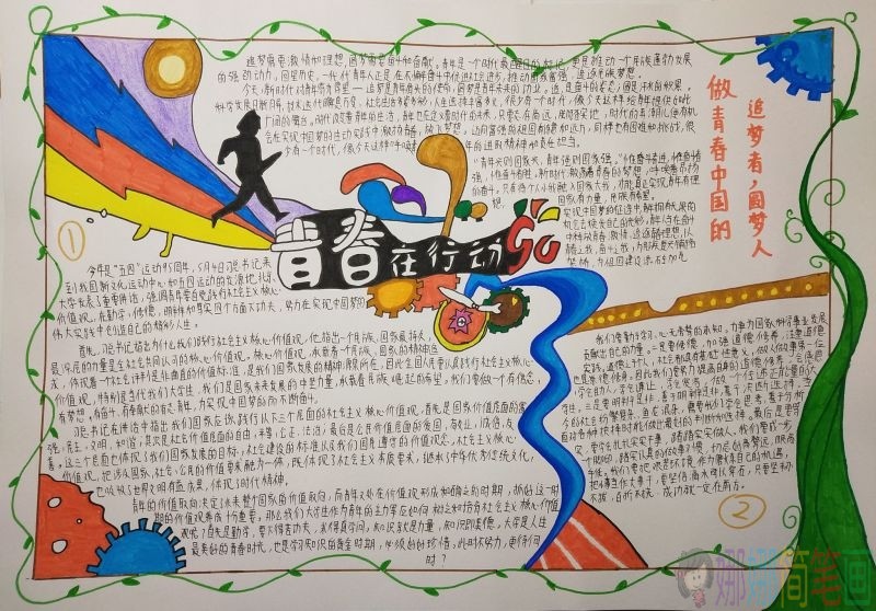 做青春追梦者、圆梦人手抄报,/儿童简笔画 做青春追梦者、圆梦人手抄报,