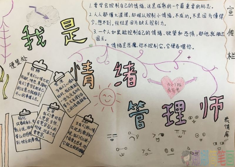 做情绪的主人手抄报大全/儿童简笔画 做情绪的主人手抄报大全