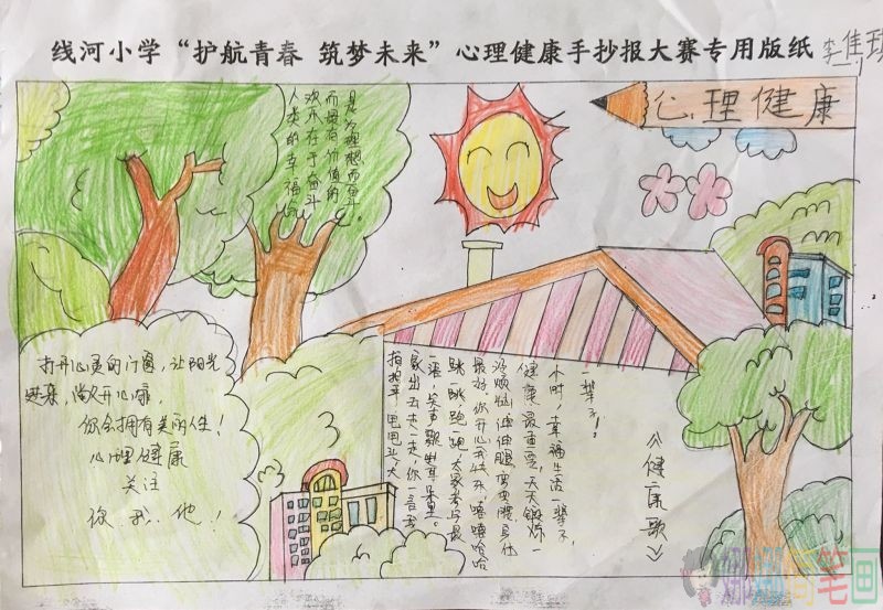 健康从心开始手抄报,自信、努力、上进/儿童简笔画 健康从心开始手抄报,自信、努力、上进