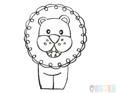 简单可爱的彩色狮子简笔画的画法