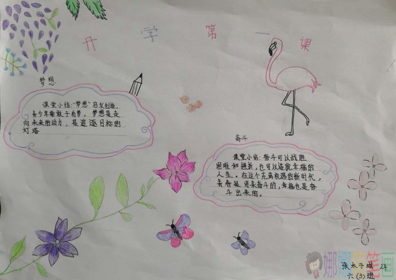 开学第一课,用心创造未来手抄报/儿童简笔画 开学第一课,用心创造未来手抄报