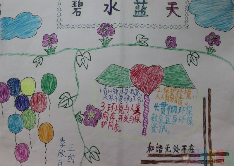 共筑碧水蓝天手抄报,我们共同的家/儿童简笔画 共筑碧水蓝天手抄报,我们共同的家