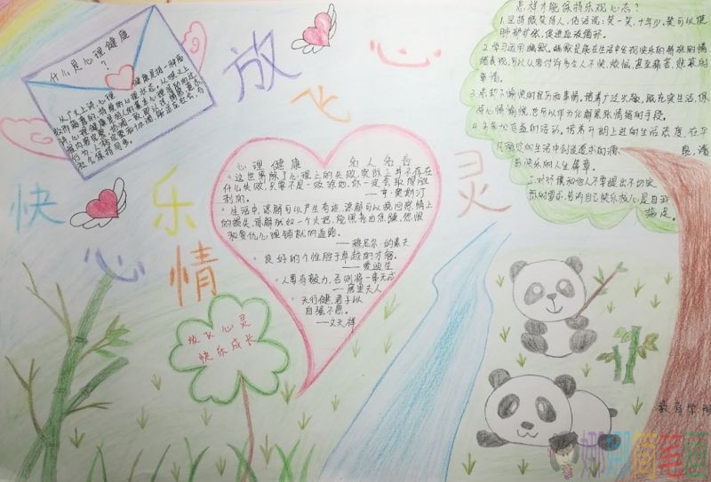 放飞心灵,让心灵去旅游手抄报/儿童简笔画 放飞心灵,让心灵去旅游手抄报