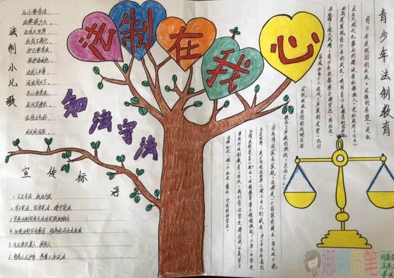 法制在我心中手抄报大全,知法守法/儿童简笔画 法制在我心中手抄报大全,知法守法