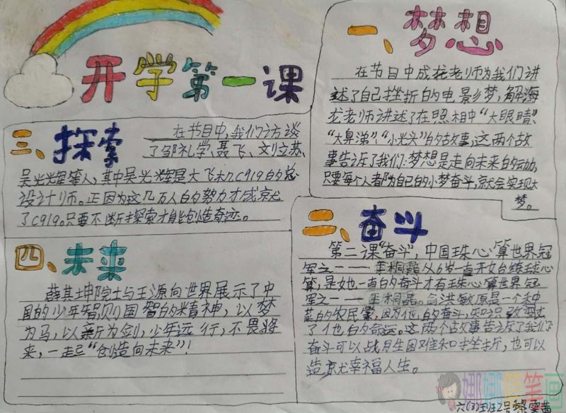 开学第一课,用心创造未来手抄报/儿童简笔画 开学第一课,用心创造未来手抄报