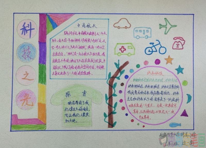 科技点亮未来手抄报/儿童简笔画 科技点亮未来手抄报