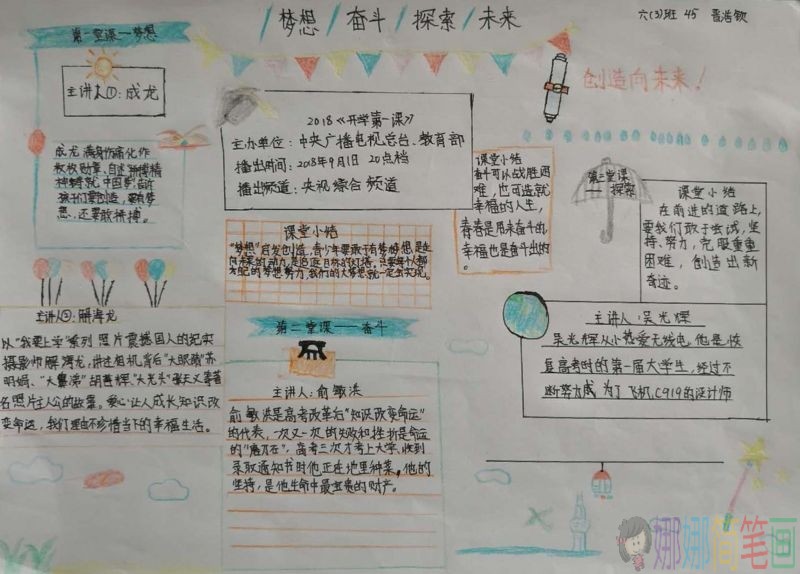 开学第一课,用心创造未来手抄报/儿童简笔画 开学第一课,用心创造未来手抄报