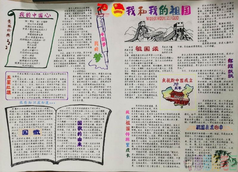 庆祝国庆70周年,浓浓爱国情庆祝祖国母亲七十华诞手抄报/儿童简笔画 庆祝国庆70周年,浓浓爱国情庆祝祖国母亲七十华诞手抄报