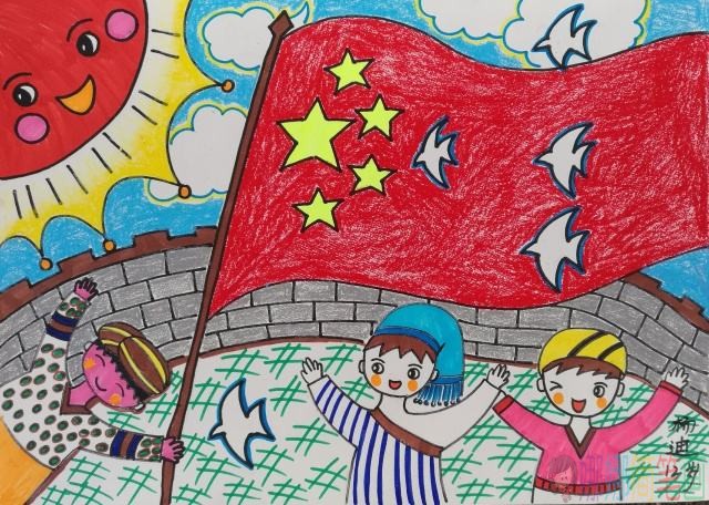 国庆节儿童画,小学生国庆70周年画画图