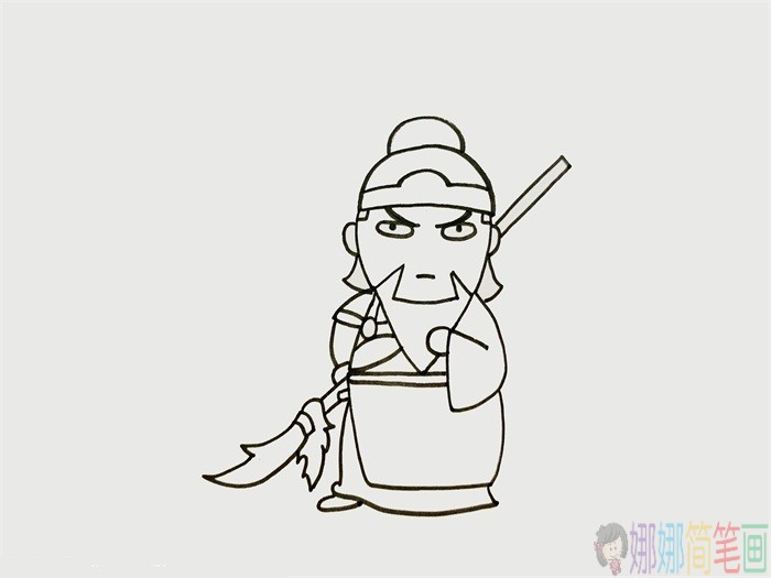 Q版可爱关羽简笔画
