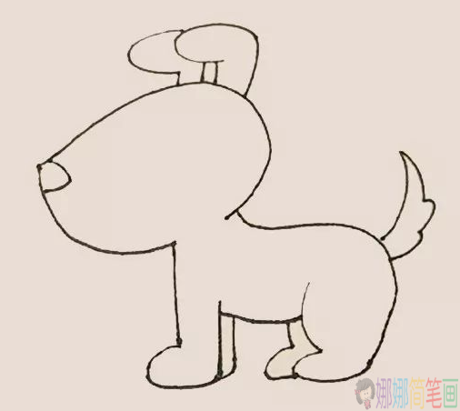 简笔画之小狗,小狗儿童画