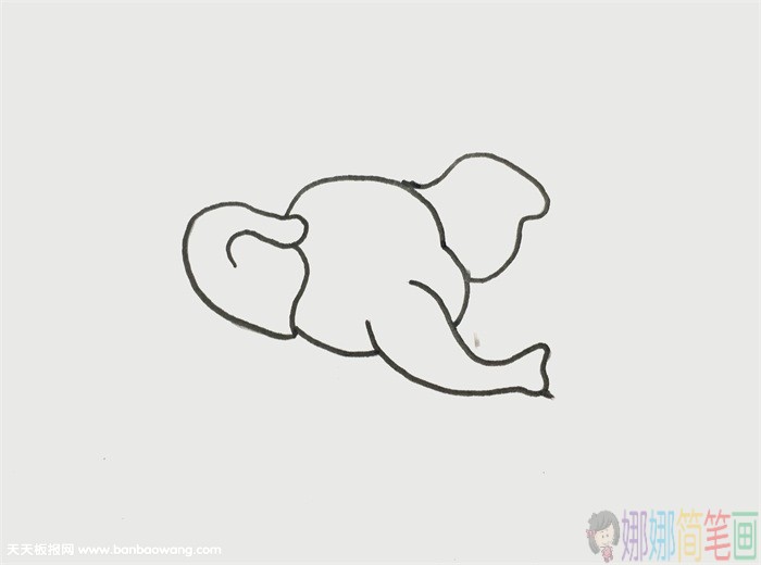 大象简笔画彩色可爱