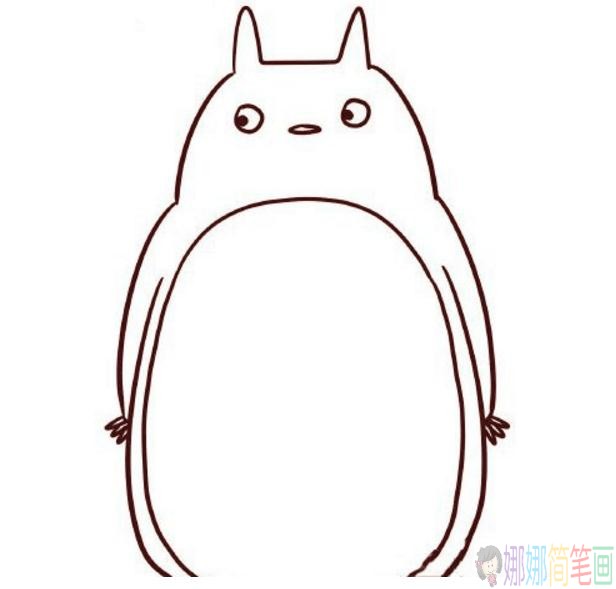萌萌可爱的龙猫简笔画,龙猫简笔画彩色步骤