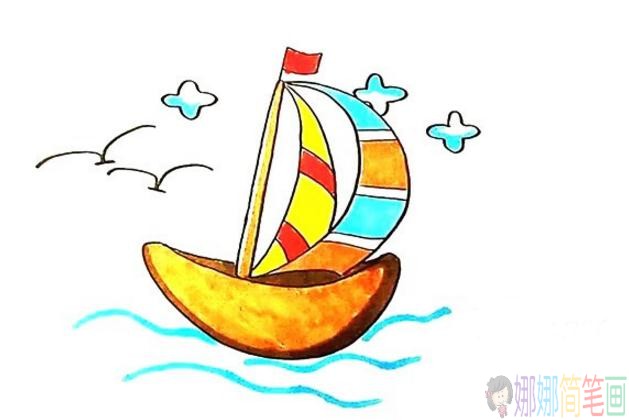 帆船简笔画,帆船简笔画彩色