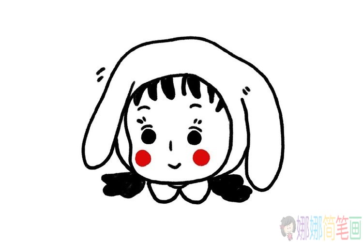 一组可爱小女孩的简笔画头像