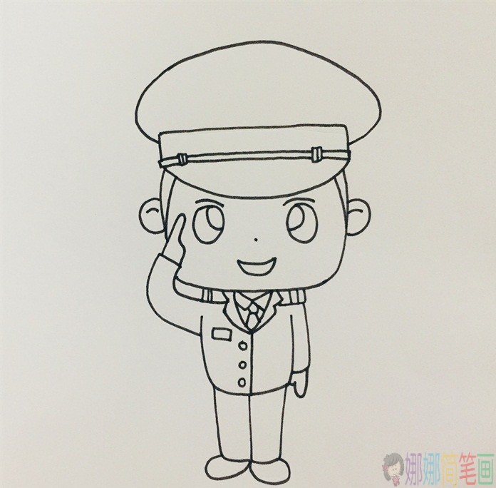 敬礼的警察叔叔简笔画