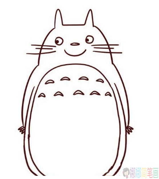 萌萌可爱的龙猫简笔画,龙猫简笔画彩色步骤