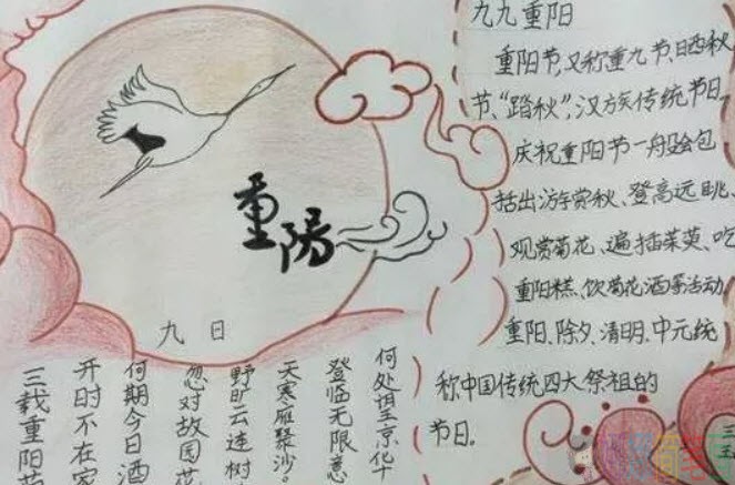重阳节小学生手抄报,重阳节儿童手抄报