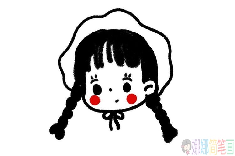 一组可爱小女孩的简笔画头像