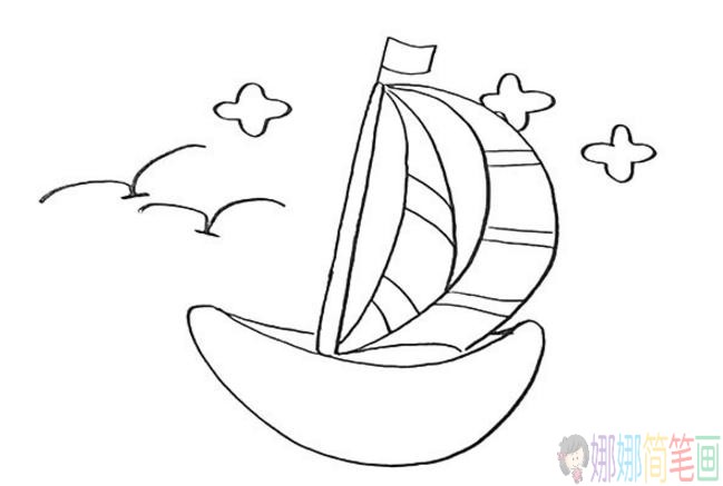 帆船简笔画,帆船简笔画彩色