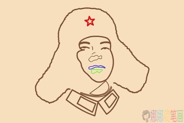 雷锋简笔画头像步骤