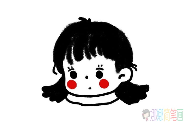 一组可爱小女孩的简笔画头像