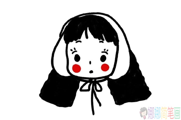 一组可爱小女孩的简笔画头像