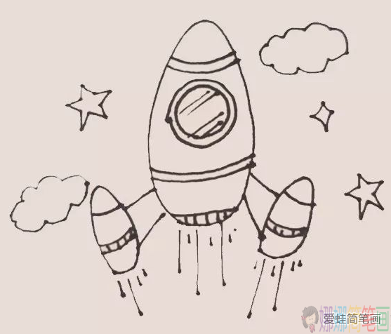 宇宙飞船简笔画,火箭简笔画