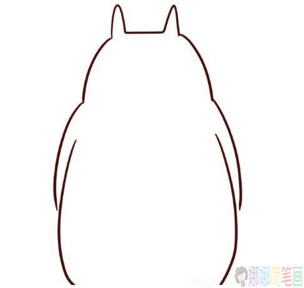 萌萌可爱的龙猫简笔画,龙猫简笔画彩色步骤