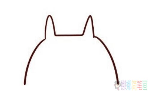 萌萌可爱的龙猫简笔画,龙猫简笔画彩色步骤