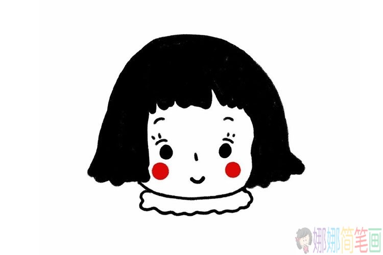 一组可爱小女孩的简笔画头像