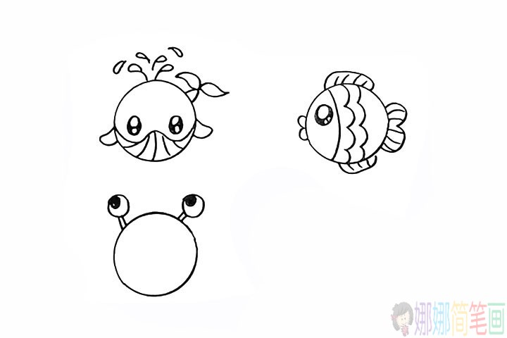 教孩子简笔画各种海洋动物