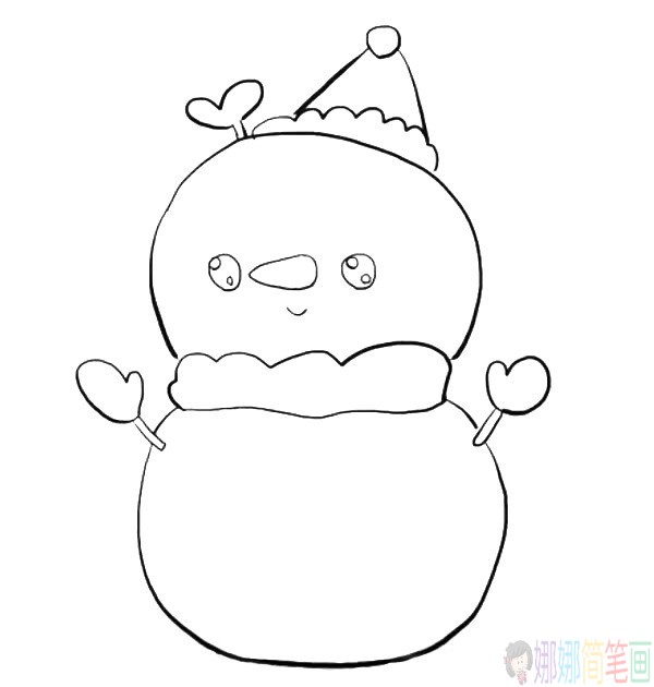 圣诞雪人简笔画,可爱雪人简笔画步骤