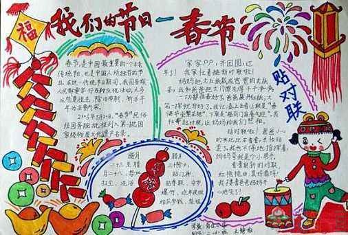 2020年元旦手抄报,春节儿童手抄报