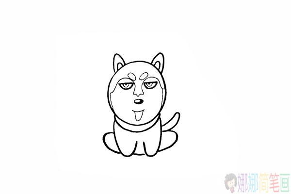 蠢萌的哈士奇简笔画,小狗怎么画